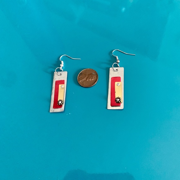 Funky Silver Tone Distressed Artesian Earrings - Steampunk Earrings - OOAK - Picture 4 of 6